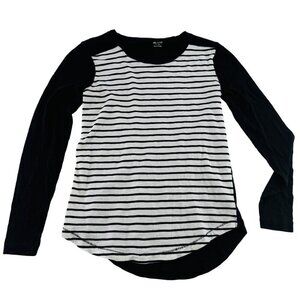 Madewell Womens Striped Long Sleeve T-Shirt XS‎ Black & White Cotton